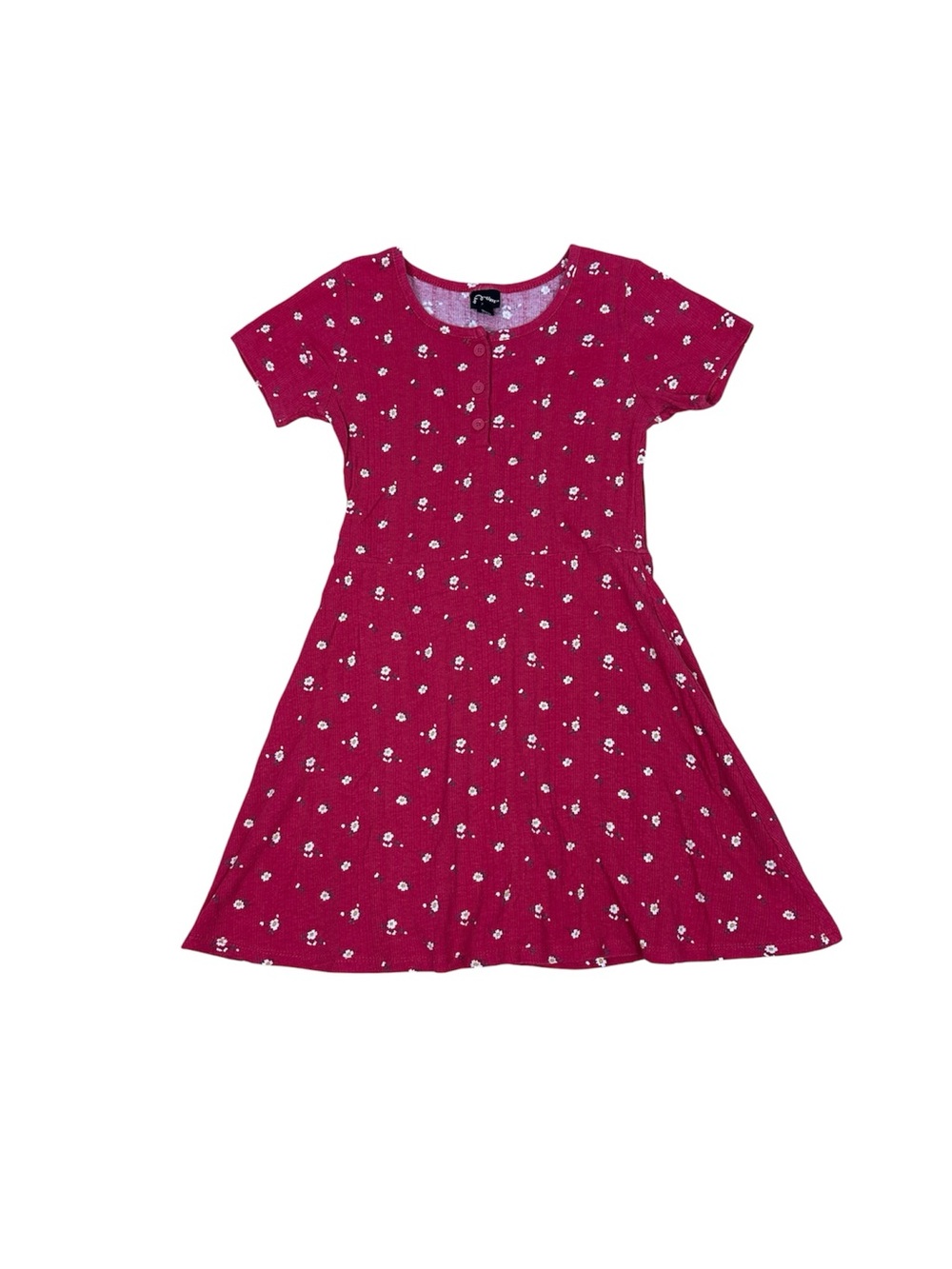art class Raspberry Pink Floral Short-Sleeve Ribbed Babydoll Dress